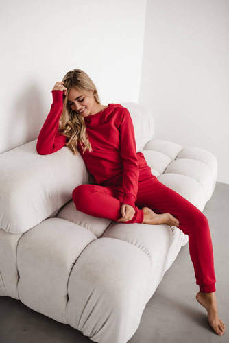 Dresowe spodnie ciążowe Milk&Love karminowa czerwień