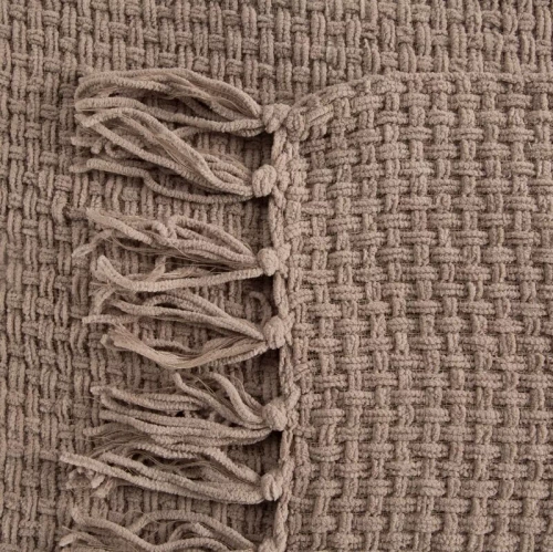 Koc tkany narzuta z frędzlami Suzi Eurofirany beżowy 