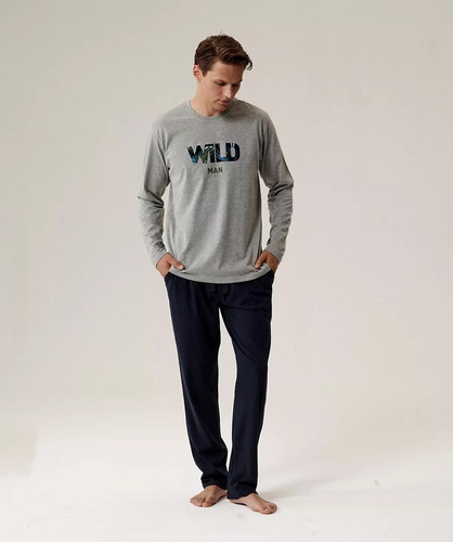 Bawełniana piżama męska NMP-392 Atlantic – długi rękaw, komfort i styl na co dzień