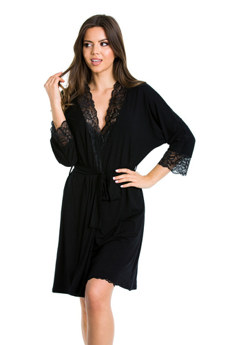 Szlafrok damski 05075 Natalia Mediolano czarny