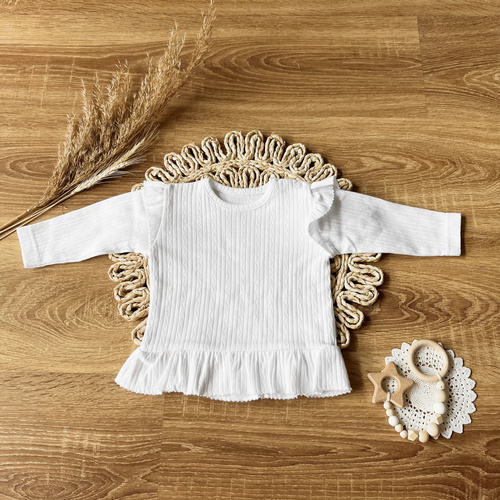 Bluzka dziewczęca z długim rękawem BLAG002 EkoBaby Mamatti - biały