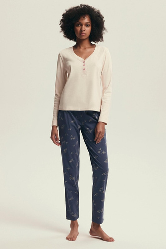 Delanie Henderson 43698 – piżama damska bawełniana, długi rękaw, klasyczny krój