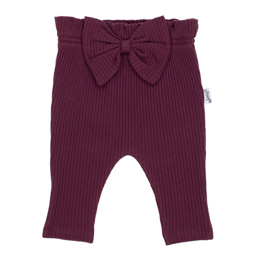 Bawełniane spodnie Nicol Alisa 217016 – bordowe z kokardką