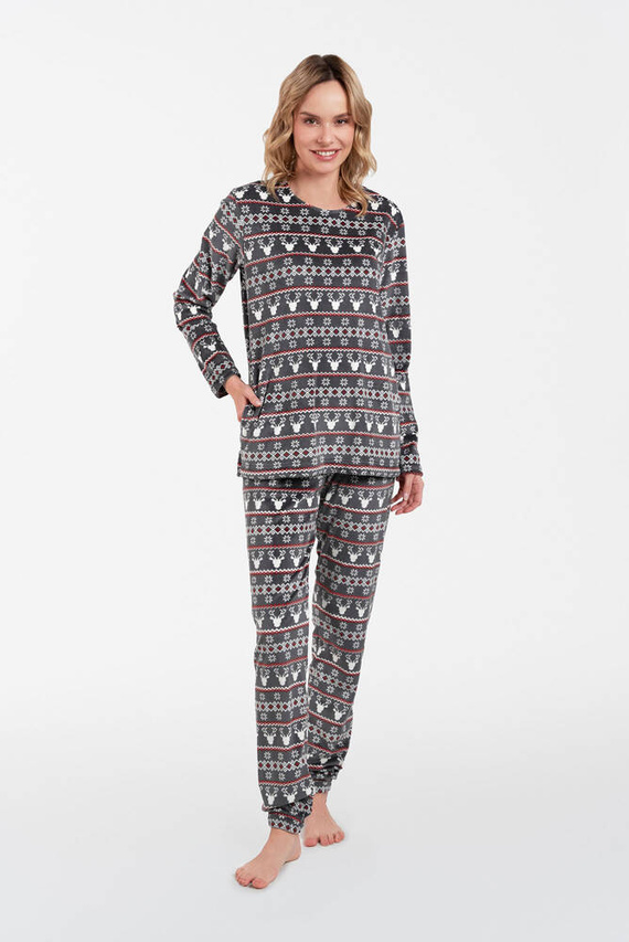 Polarowy Komplet Damski Islandia Italian Fashion - druk grafitowy