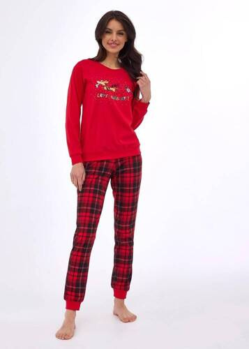 Piżama damska 671/371 Celebrate  Cornette czerwony