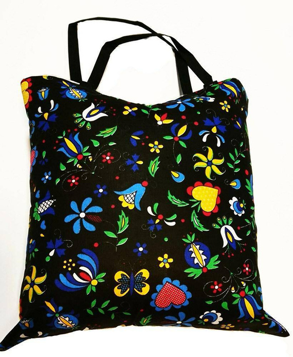 Torba bawełniana na zakupy Kwiatki wzór serwetki szary