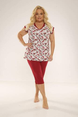 Piżama Damska 489/491 Mia Plus Size Forex- czerwony