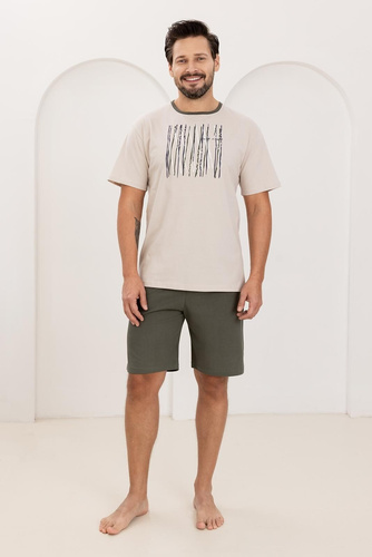 Bawełniana Piżama Męska Regina 500 – Lekka, Przewiewna, Idealna na Letni Sen i Domowy Relaks