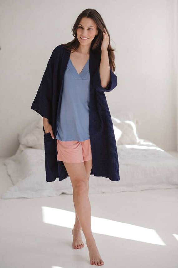 Bambusowe spodnie od piżamy ciążowej krótkie Moon Milk&Love herbaciana róża