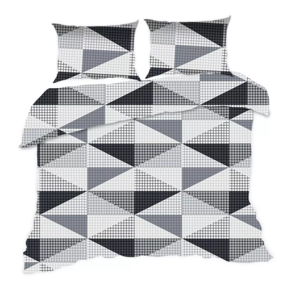Komplet pościeli bawełnianej Classic E24 Karo 1915N geometria szara– 100% bawełna, mocny splot, 2 elementy