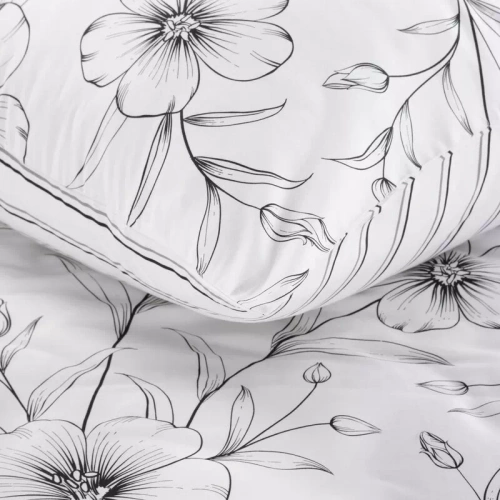 Pościel satynowa Spring 33 Kwiaty Eurofirany biały/czarny