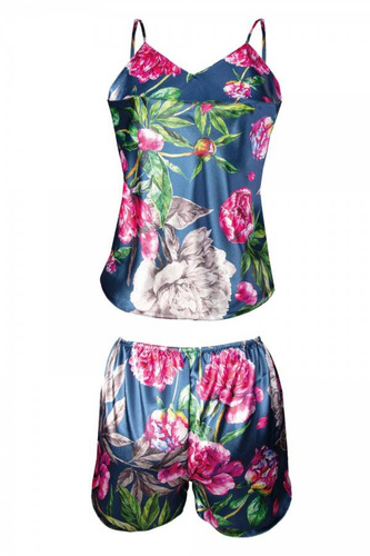 Komplet piżama damska Flowers DKaren -DK-KK 1 granatowy