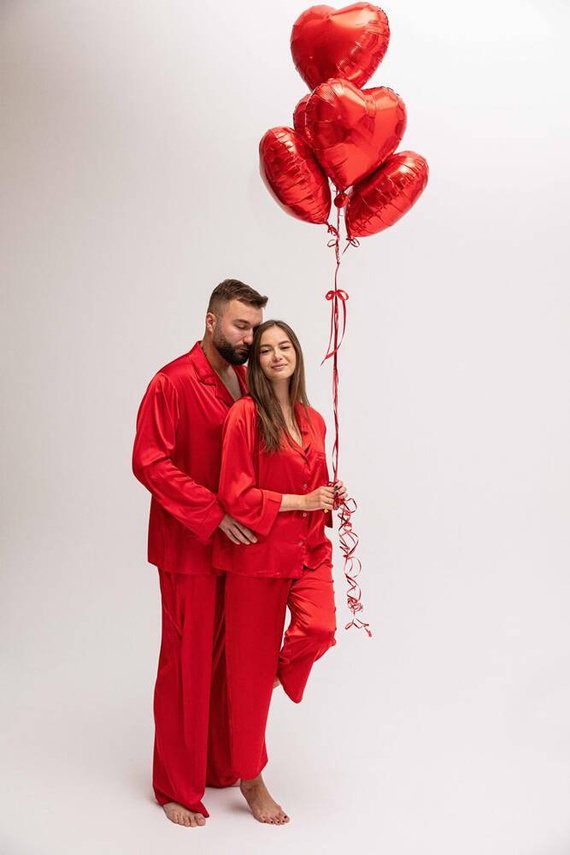 Komplet satynowy Lukas - czerwony