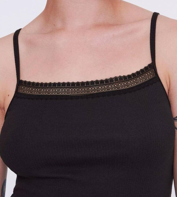 GO Ribbed Spaghetti Top Sloggi - black