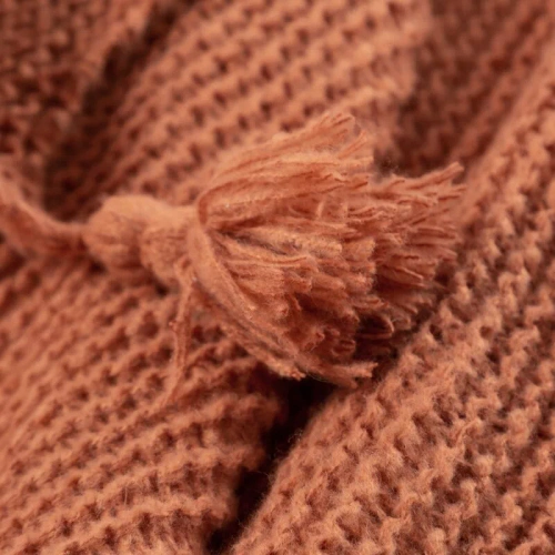 Koc narzuta z frędzlami Pled 1 Eurofirany ceglasty 