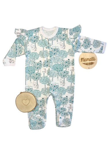 Mamatti PA15140 – pajacyk dla niemowlęcia z wzorem, bawełniany, na napy