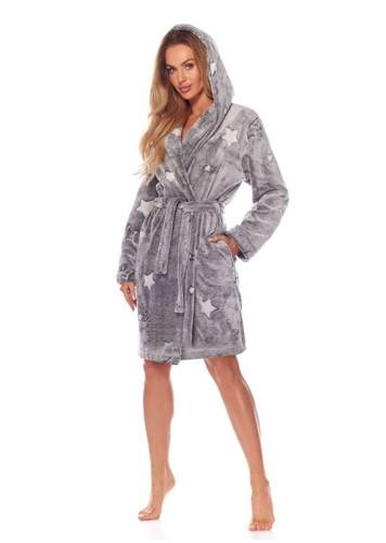 Szlafrok Damski pluszowy 2212 Nela L&L -melange