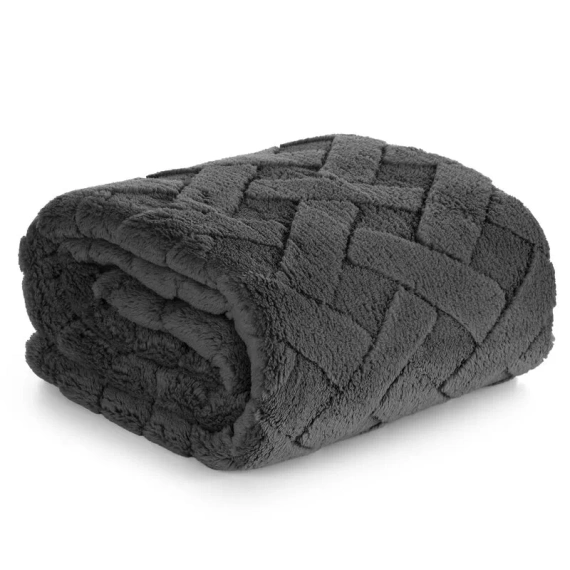 Koc narzuta z mikrofibry Caro Designe91 stalowy