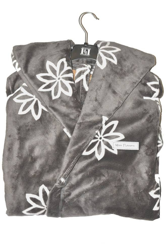 Krótki Szlafrok Damski 2316 Miss Fleur L&L - onyx