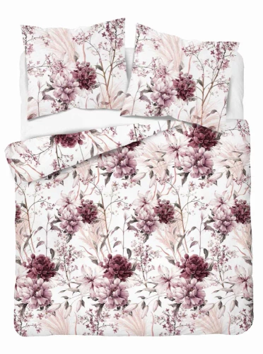 Pościel satynowa pudrowa różowa na jasnym tle 5222 B Detexpol 