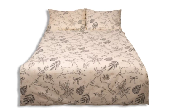 Pościel flanelowa świąteczna renifery F-86 Matex kremowy