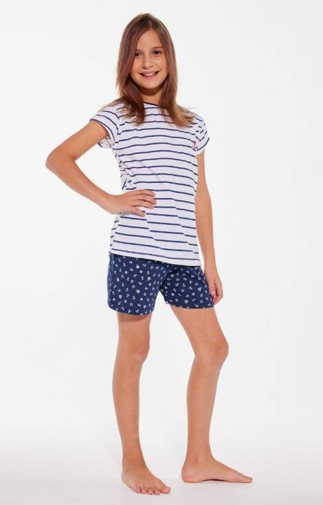 Piżama dziewczęca 246/103 Marine Cornette biały-granatowy