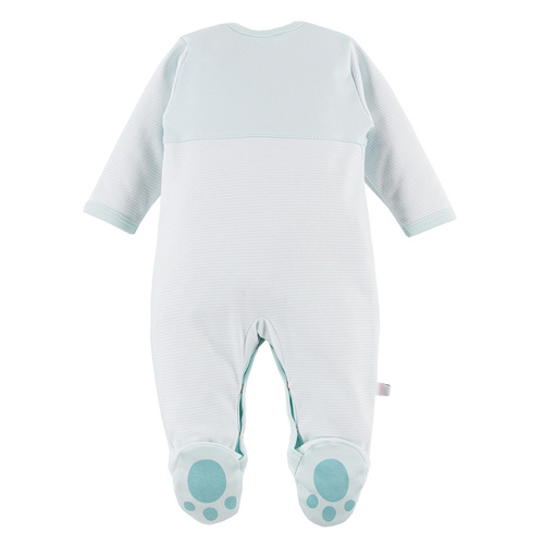 Pajac niemowlęcy ze stópkami Big Bear Eevi - miętowy paski