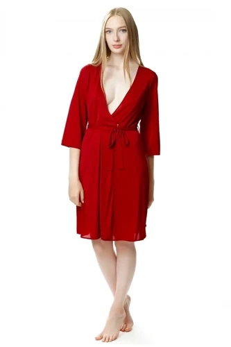 Szlafrok peniuar 86299 Passion Mewa burgundowy