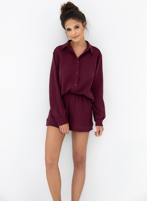 Sensis Ivory – piżama damska muślinowa, zapinana na guziki, długi rękaw