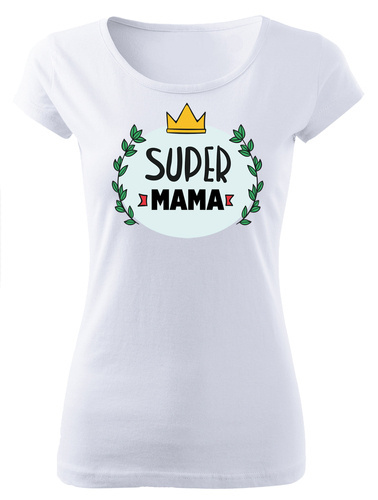 Koszulka damska "Super mama" Moocha biały