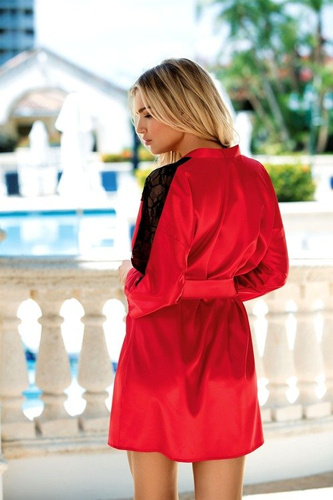 Marion Satynowy Szlafrok Damski DKaren - czarny 