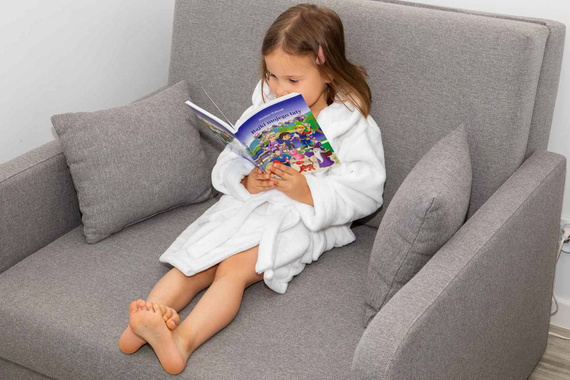 Szlafrok dziecięcy z uszami Teddy ByShelly - biały