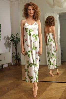 Długa halka satynowa Flowers  DKaren - DK-HI 7 biały