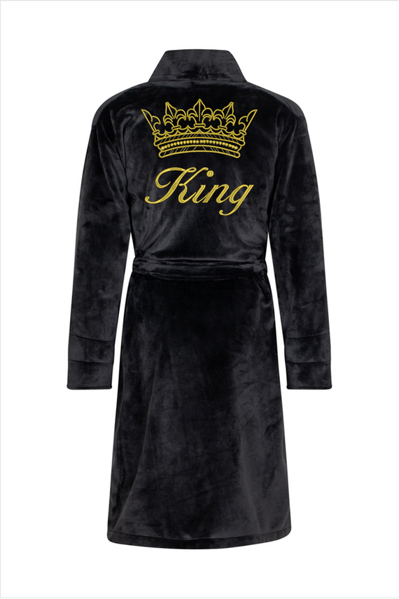 Szlafrok męski King + Korona ByShelly - czarny/złoty