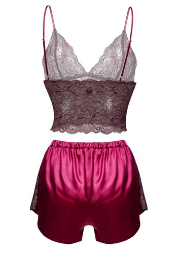 Piżama Damska Satynowa Patty DKaren - bordo