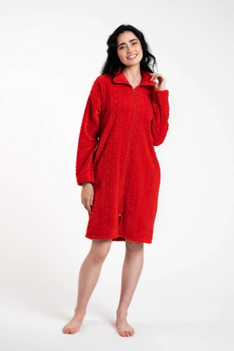 Szlafrok damski na zamek Rena Italian Fashion - czerwony