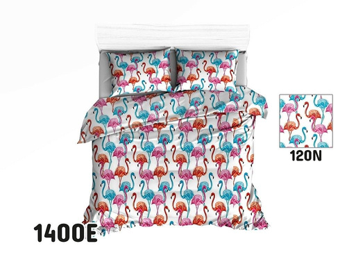 Pościel bawełniana 1288E koniki kwiatki biały