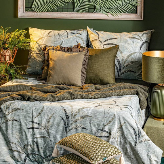 Pościel z bawełny liście Montenegro 6 Eurofirany oliwkowy