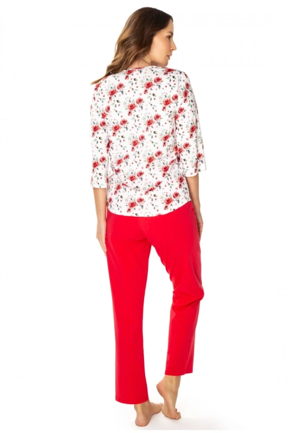 Piżama damska 86676 Malina Mewa druk różowy