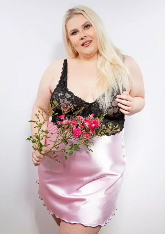 Halka satynowa Oliwia koszulka damska DKaren - wrzos