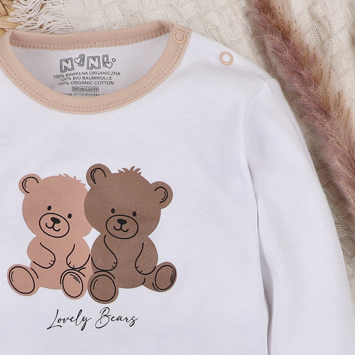 Body z bawełny organicznej Sweet Bears Nini biały