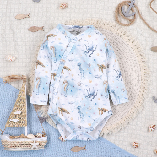 Nini Body Sea Of Joy kopertowe – bawełna organiczna, dla noworodka Nini niebieski 