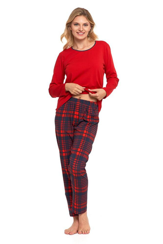 Piżama damska z długim rękawem PDD5100-007 Moraj - czerwony