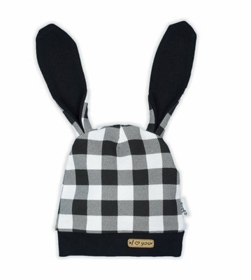 163358 Bunny Kratka Czapeczka Nicol - czarno-biały