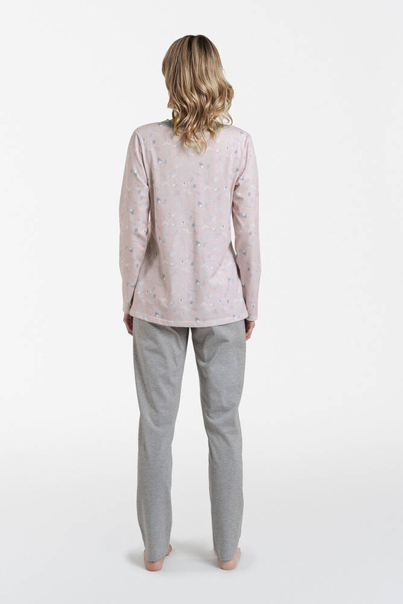 Piżama Damska długi rękaw, długie spodnie Simona Italian Fashion - druk/melanż