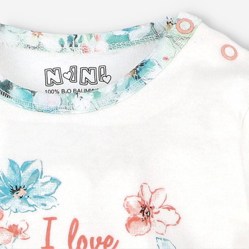 Bluzka z bawełny organicznej Flowers Nini ecru