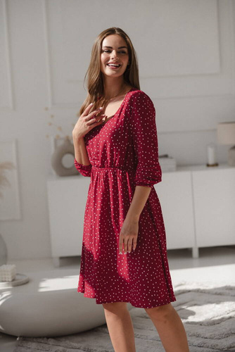 Sukienka ciążowa i do karmienia Lovely Dress Midi rękaw 3/4 Milk&Love czerwona w groszki