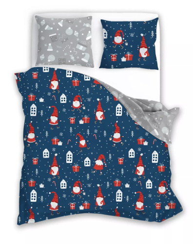 Scandic 068 Scandic Faro biała granatowa renifery  – pościel świąteczna dwustronna, bawełna 100%, komplet 