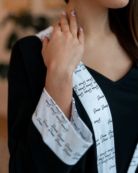 Sensis Szlafrok damski Antonella - czarny-biały