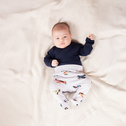 Body bawełniane niemowlęce Nicol Willy granatowe prążek rozpinane – model 219096